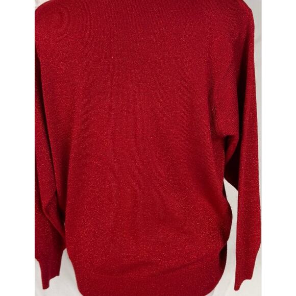 Dressbarn Red Metallic Mock Neck Sweater Large 14/16 Acrylic Polyester - Picture 6 of 7